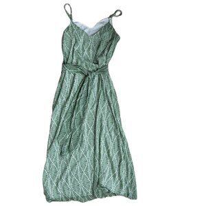Gianni Bini Flowy Sleeveless Maxi Dress - green and white Size Medium
